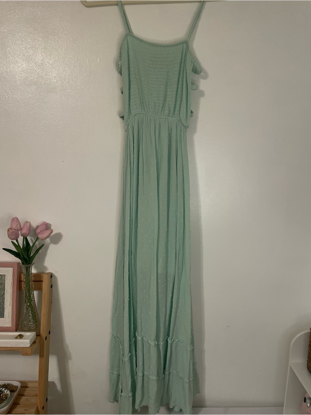 Justify mint maxi dress with adjustable straps and side cutout details size larg